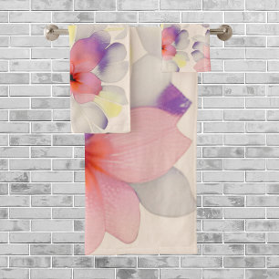 Conjunto De Toalhas Boho Moderno Chic Floral Aquarela