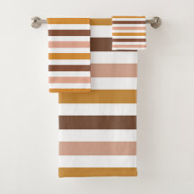 Boho Mostard Brown Pink Strips Retro Moderno