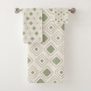 Conjunto De Toalhas Boho Neutral Sage Geométrico Aztec Padrão