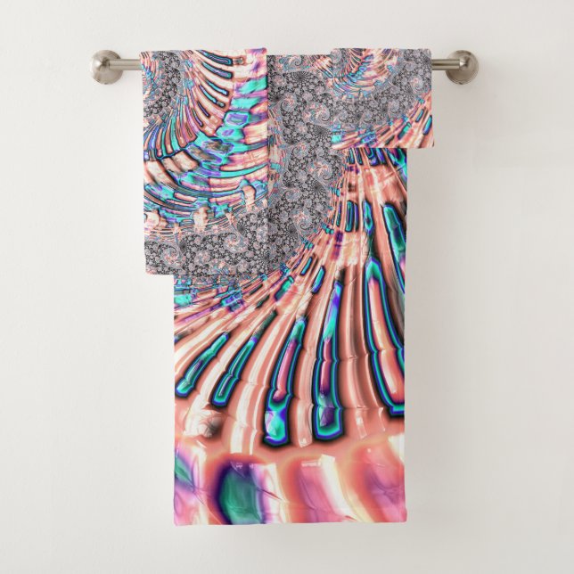 Conjunto De Toalhas Boho Pastel rosa e Abstrato espiral azul (Insitu)