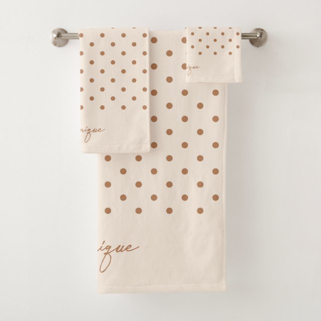 Conjunto De Toalhas Boho Simples Moderno Feminino Neutro Bolinhas Bege (Insitu)