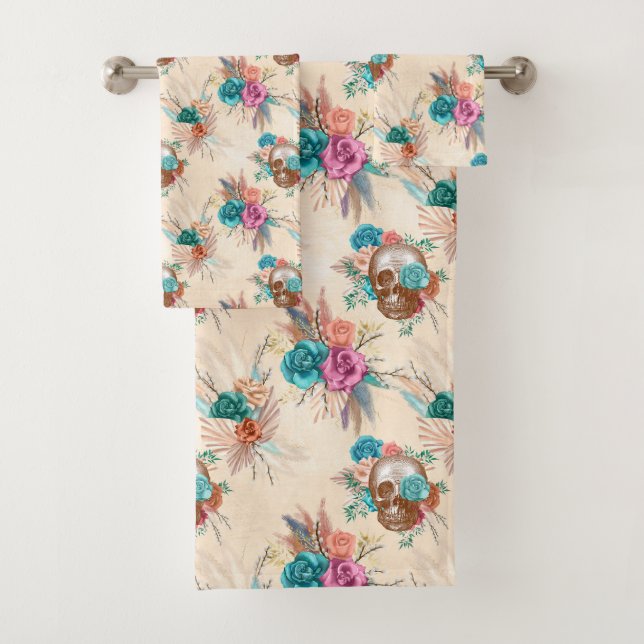 Conjunto De Toalhas Boho Skull Series Design 3 (Insitu)