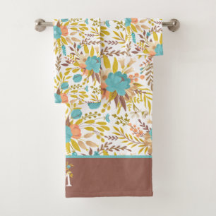 Conjunto De Toalhas Boho Style Summer Wildflower Padrão Monograma