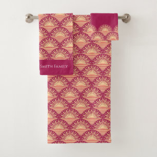 Conjunto De Toalhas Boho Tropical Rosa, pôr do sol Dourado/nascer do s