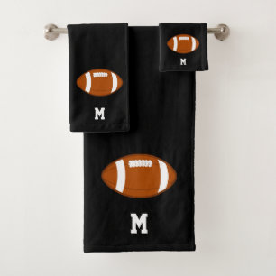 Conjunto De Toalhas Bola de Futebol Americano & Monograma em Preto