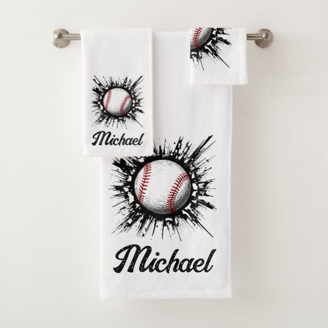 Conjunto De Toalhas Bola Personalizada De Baseball A Partir Da Parede (Insitu)