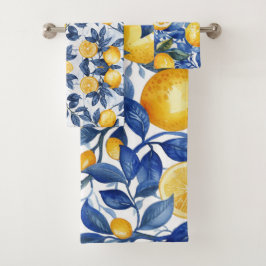 Conjunto De Toalhas Bold Blue Italiano Positano Lemon