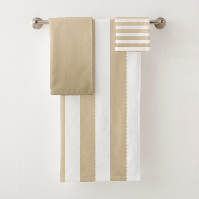 Conjunto De Toalhas Bold Gold and cream stripe pattern (Insitu)