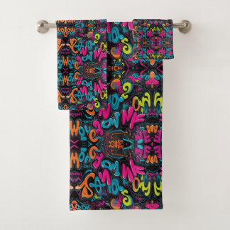 Conjunto De Toalhas Bold Graffiti Street Art Typography Towel Set