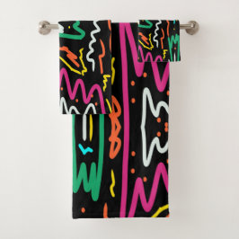 Conjunto De Toalhas Bold Neon Contrast Party Abstrato