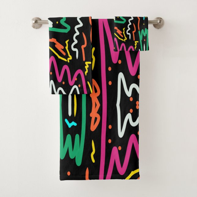 Conjunto De Toalhas Bold Neon Contrast Party Abstrato (Insitu)