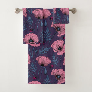 Conjunto De Toalhas Bolhas cor-de-rosa com violeta escura