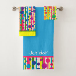 Conjunto De Toalhas [Bolhas do Beatnik] arco-íris retro 1 da listra