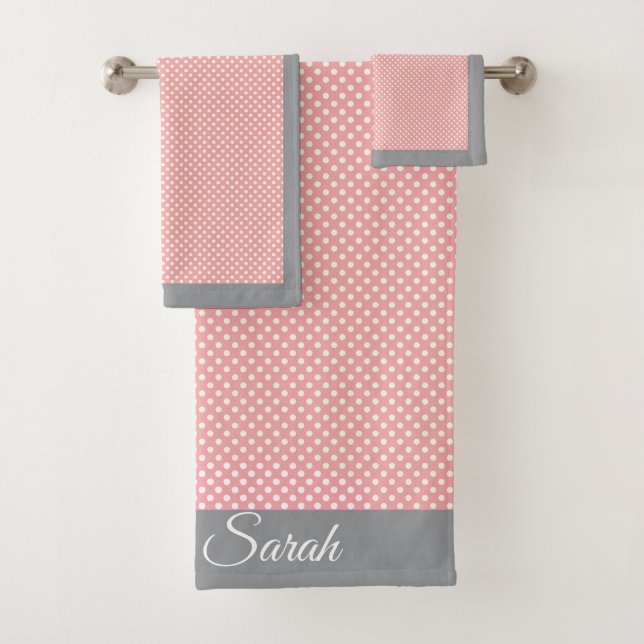 Conjunto De Toalhas Bolinha Rosa (Insitu)