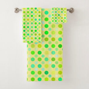 Conjunto De Toalhas bolinhas amarelas e verdes