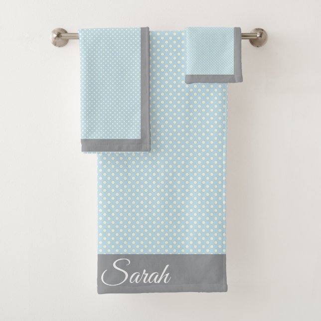 Conjunto De Toalhas Bolinhas azul bebê (Insitu)