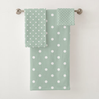 Conjunto De Toalhas Bolinhas branca verde