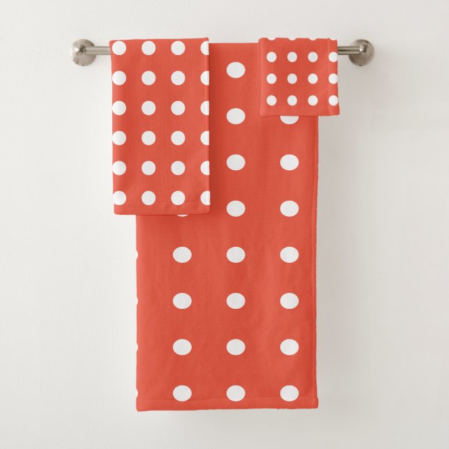 Conjunto De Toalhas Bolinhas brancas e laranja (Insitu)
