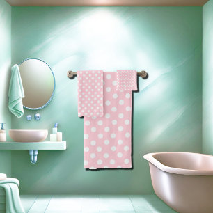 Conjunto De Toalhas Bolinhas cor-de-rosa pastel