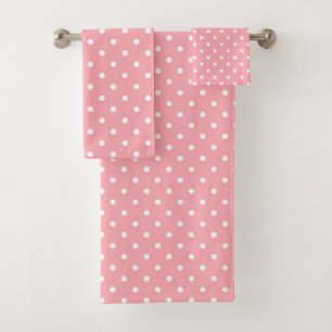Conjunto De Toalhas Bolinhas cor-de-rosa suave e brancas