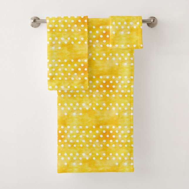 Conjunto De Toalhas Bolinhas de Aquarela - Amarelo Terrestre e Branco  (Insitu)