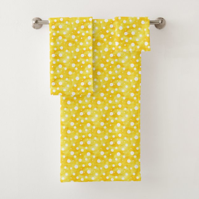 Conjunto De Toalhas Bolinhas de Aquarela - Amarelo Terrestre e Branco  (Insitu)