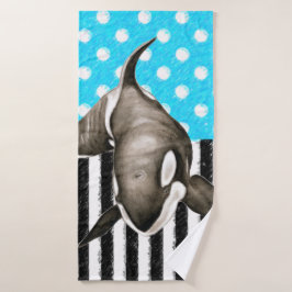 Conjunto De Toalhas Bolinhas de Baleia Orca Azul