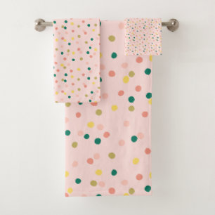 Conjunto De Toalhas Bolinhas de Confetti Bonito - Verde-Lente