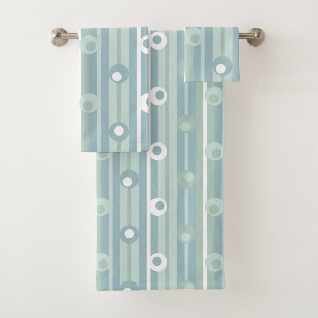 Conjunto De Toalhas Bolinhas e tiras incríveis, Vidro marinho, Azul (Insitu)