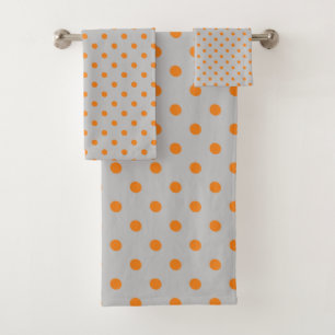 Conjunto De Toalhas Bolinhas Laranja cinza