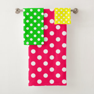Conjunto De Toalhas Bolinhas rosa verde e amarela