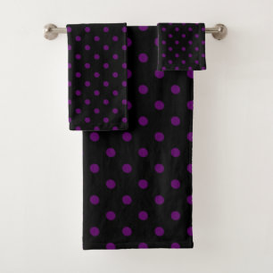 Conjunto De Toalhas Bolinhas Roxo Preto