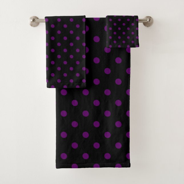 Conjunto De Toalhas Bolinhas Roxo Preto (Insitu)
