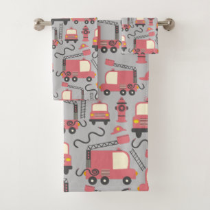 Conjunto De Toalhas Bombeiros vermelhos Veículos de salvamento para cr