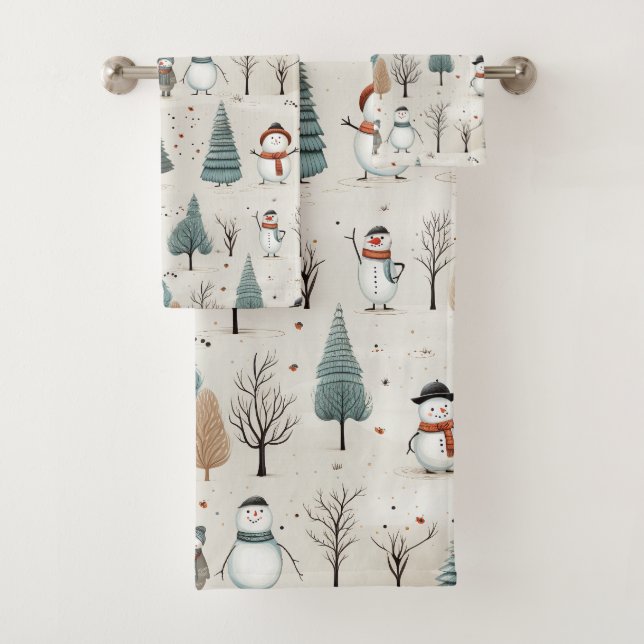Conjunto De Toalhas Boneco de neve e árvores (Insitu)