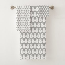 Conjunto De Toalhas Bonecos de neve do cinza do inverno