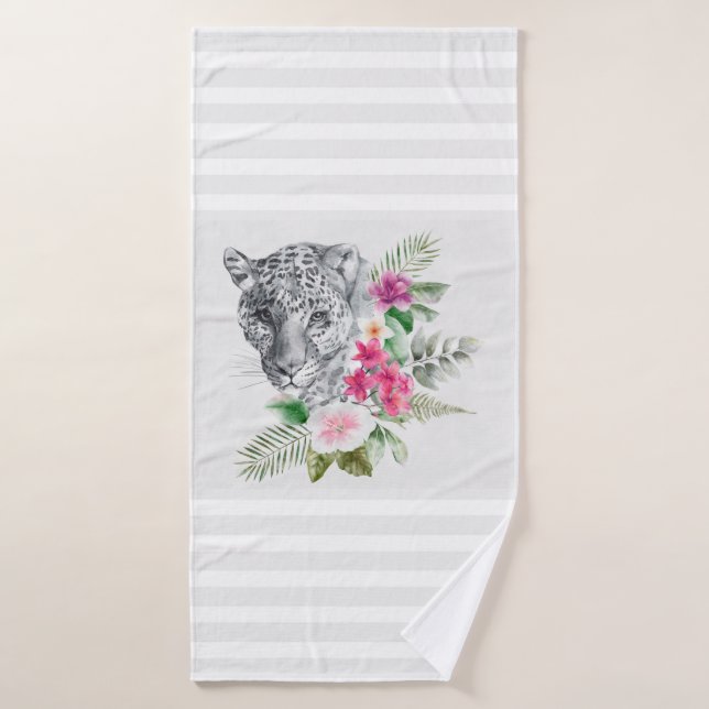 Conjunto De Toalhas Bonita Cabeça-Leopardo com Cinzas (Toalha de Banho)