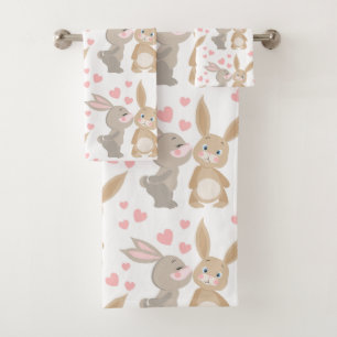 Conjunto De Toalhas Bonitas Bunnies Enamorados