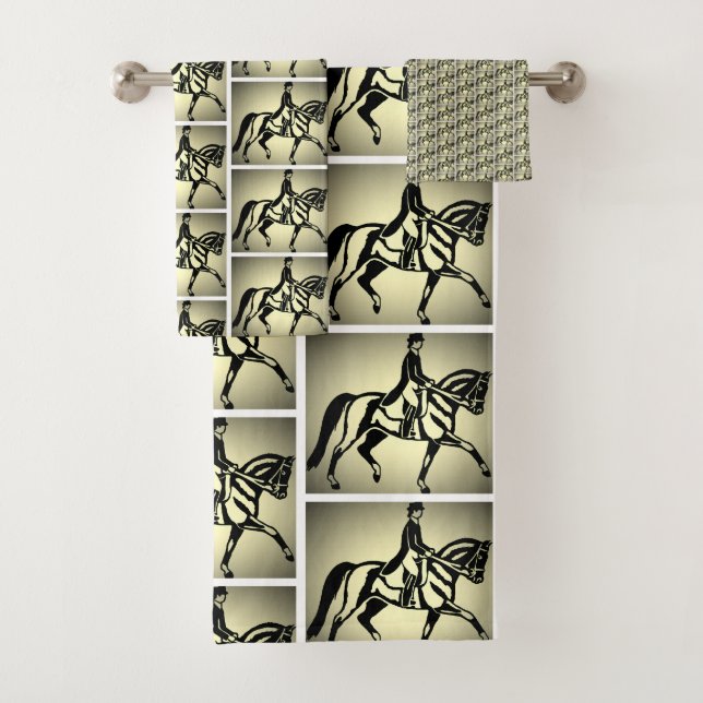 Conjunto De Toalhas Bonito Cavaleiro de Dresagem Dourado (Insitu)