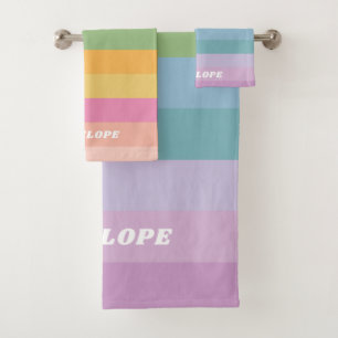 Conjunto De Toalhas Bonito Doces Arco-Íris Pastel Stripes Personaliza