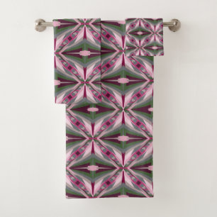 Conjunto De Toalhas Bonito em Rosa e Verde Bloco de Cor Esticado