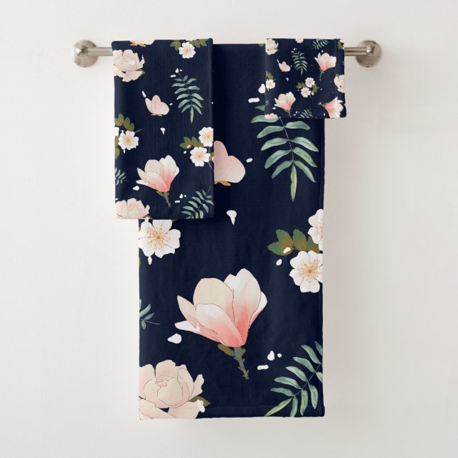 Conjunto De Toalhas Bonito padrão de flores femininas para seu azul Ma (Insitu)