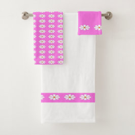Conjunto De Toalhas Bonito padrão rosa de margaridas brancas