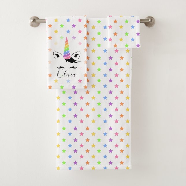 Conjunto De Toalhas Bonito Pastel Unicorn (Insitu)