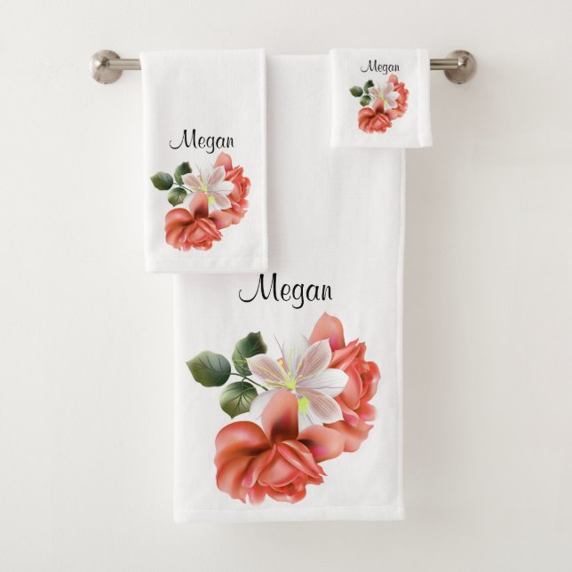 Conjunto De Toalhas Bonito Peonies Floral Personal (Insitu)