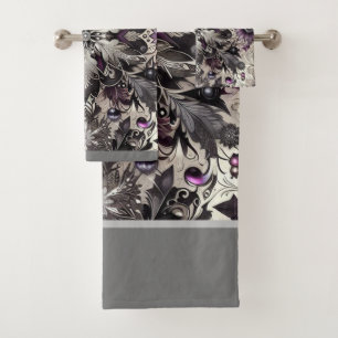 Conjunto De Toalhas Bonito Púrpura, Preto, Prata e Natal