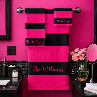 Conjunto De Toalhas Bonito rosa e preto