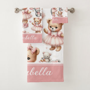 Conjunto De Toalhas Bonito Urso Rosa Rosa Rosa, Girassol Personalizado