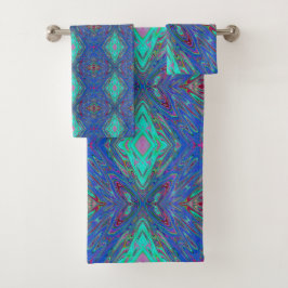 Conjunto De Toalhas Borboleta Abstrato vermelha e azul-retrógrado