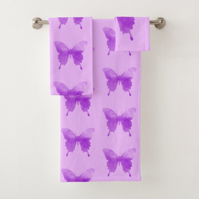 Conjunto De Toalhas Borboleta da aguarela - lavanda e violeta (Insitu)